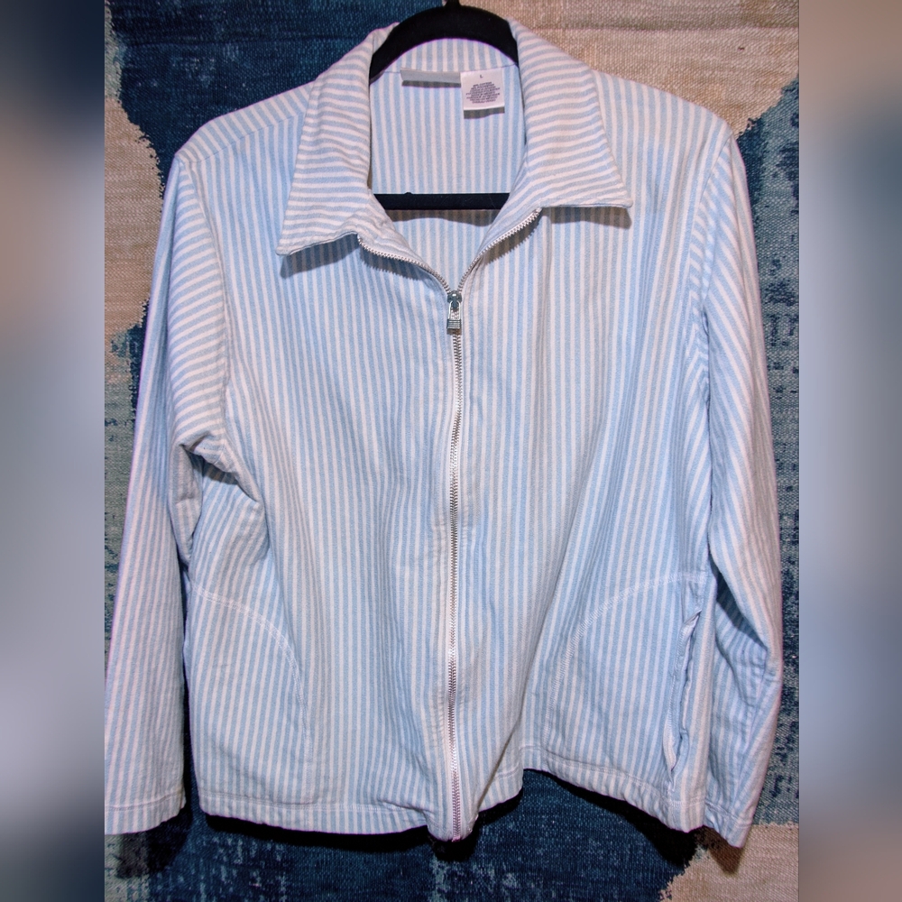Vintage Zipped Striped Blouse